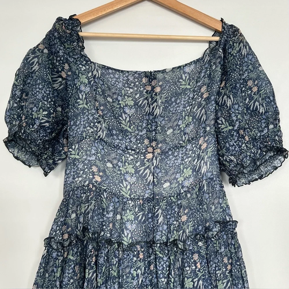 NWOT Linenniave JULIA 35 FLORAL LINEN DRESS Midnight Floral Medium - Picture 12 of 16